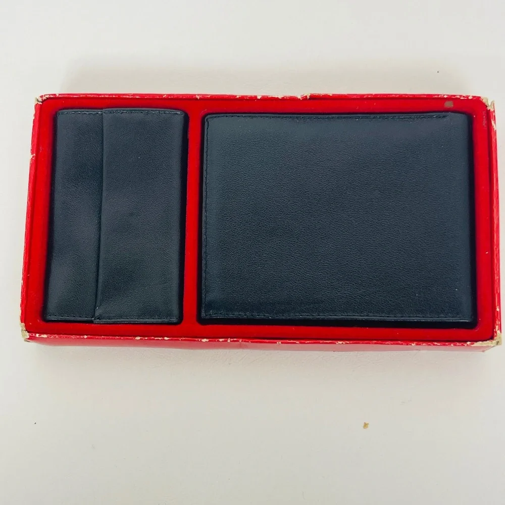 Unbranded Wallet Key Case Set Mens OS Bifold Black Top Grain Cowhide Excellent